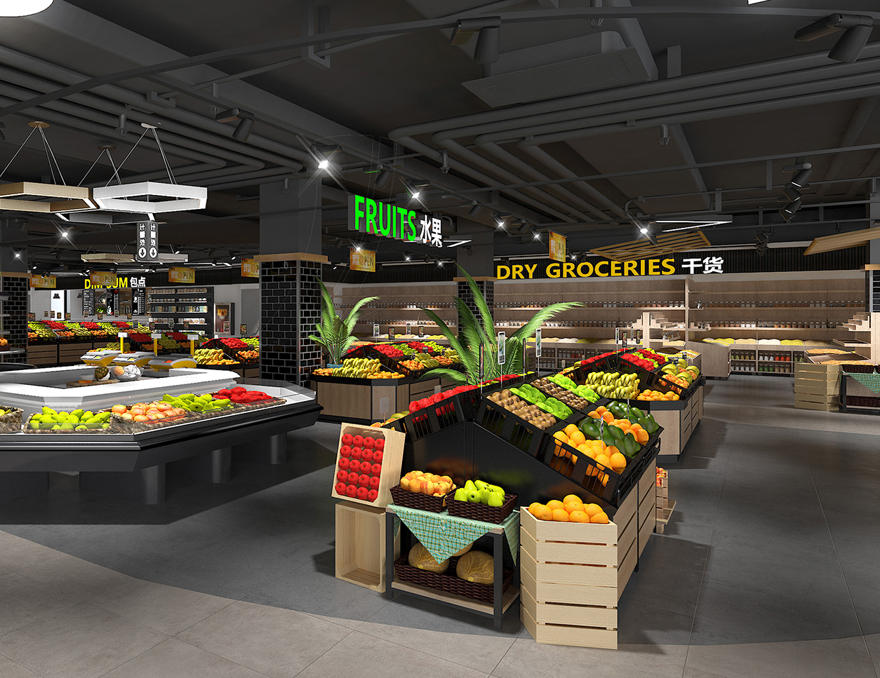 超市貨架果蔬區